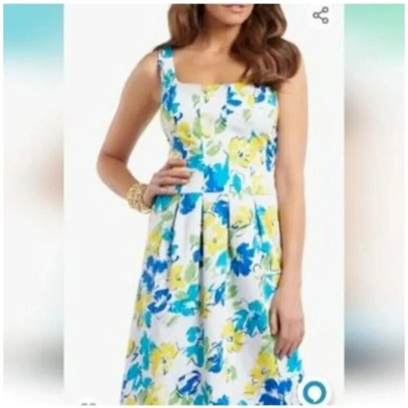 Chaps Mini Dress Multicolor Floral Square Neck Back Zip Sleeveless Size 2 - Picture 4 of 13